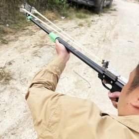 Stainless Steel Strong Metal Slingshot - black, ergonomic handle, precision trigger, suitable for outdoor hunting and jungle expeditions, (Color: Telescopic slingshot)