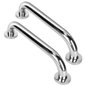 2Pcs Bath Grab Bar 11.8in Sturdy Stainless Steel Shower Safety Handle For Bathtub Toilet Stairway Anti-slip Handrail Balance Bar 220LBS Pull Forc (Color: Gray, size: 30cm)
